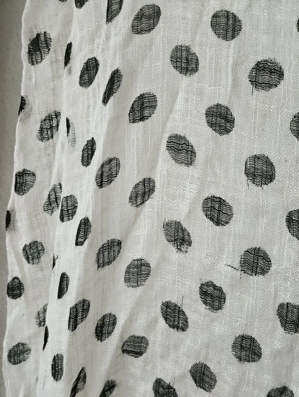 linen polka dot fringe scarf